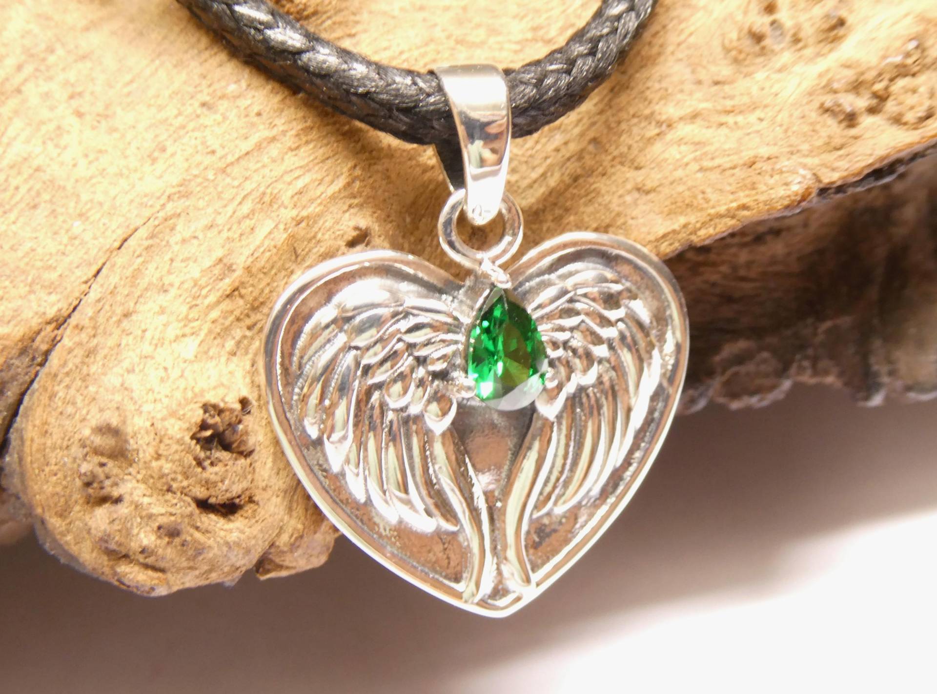 Anhänger Silber , Motivanhänger " Herz ", Sterlingsilber, Achat Grün von NaturprodukteBG