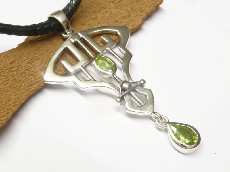 Anhänger Silber , Motivanhänger " Jugendstil Sterlingsilber Peridot Steine von NaturprodukteBG