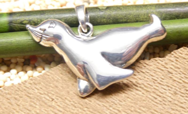 Anhänger Silber , Motivanhänger "Robbe" Sterlingsilber von NaturprodukteBG