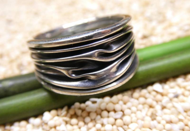 Bandring Motiv " Welle Sterlingsilber Oxidiert Gr. 60-19.1 , Schmuck Ringe Unisex von NaturprodukteBG