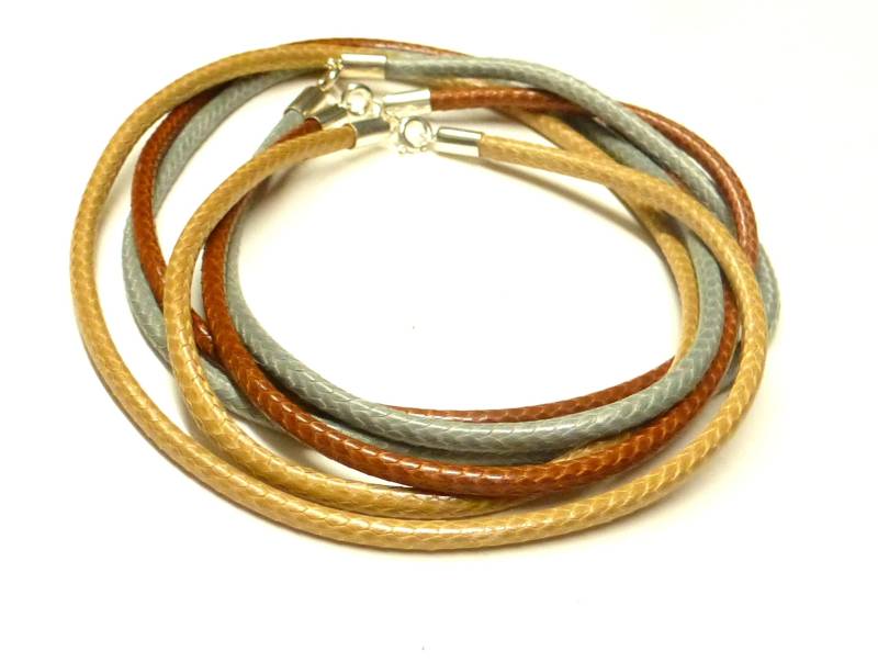 Halsband, Textilband Schlange , Cotton, 4 Mm, Länge 55 cm, Verschluß Sterlingilber, Schmuckzubehör von NaturprodukteBG