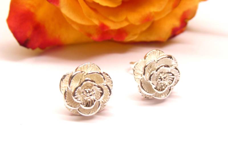 Ohrstecker Silber Motiv " Rose Sterlingsilber , Ohrschmuck Damen von NaturprodukteBG