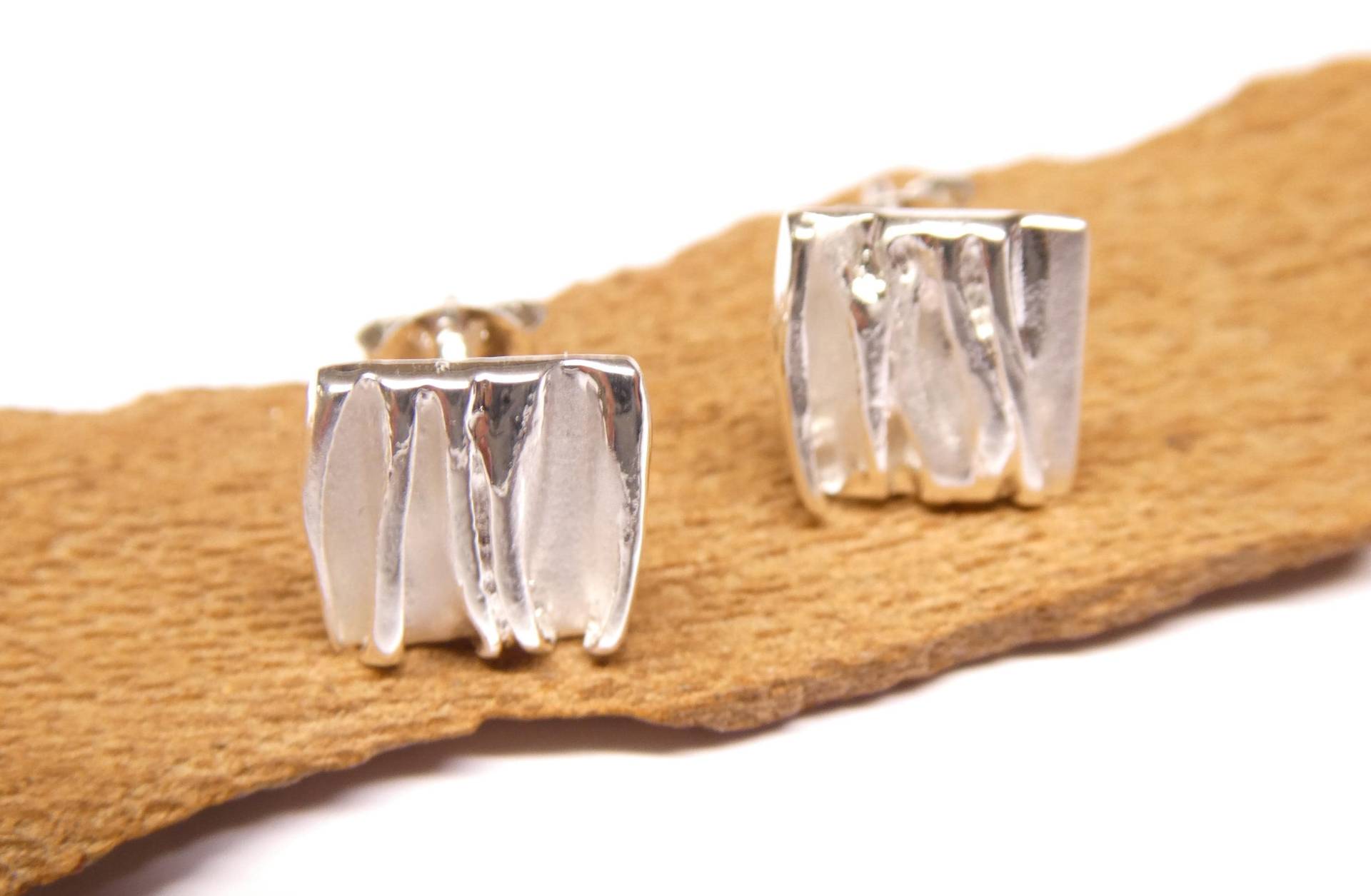 Ohrstecker Silber Oberfläche Mit Muster , Sterlingsilber Ohrschmuck Unisex von NaturprodukteBG