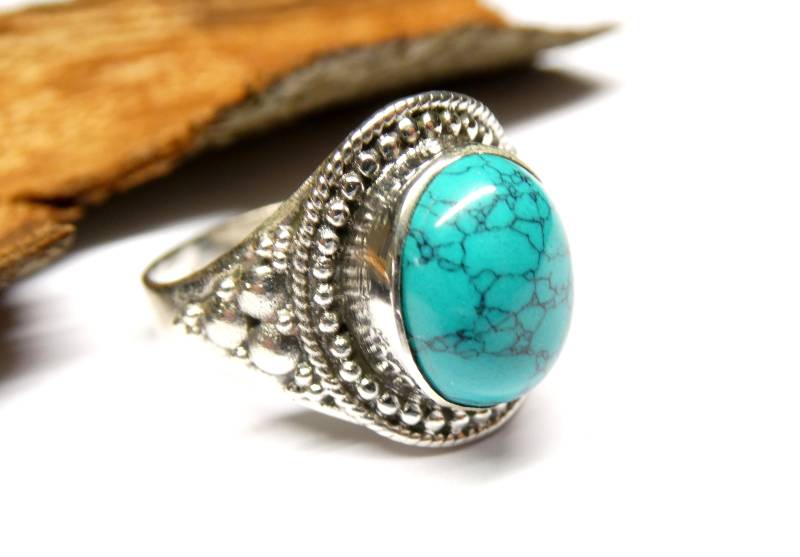 Ring Silber , Howlith Stein Aus Sterlingsilber Gearbeitet Gr. 60 - 19.1 Schmuck Für Frauen von NaturprodukteBG