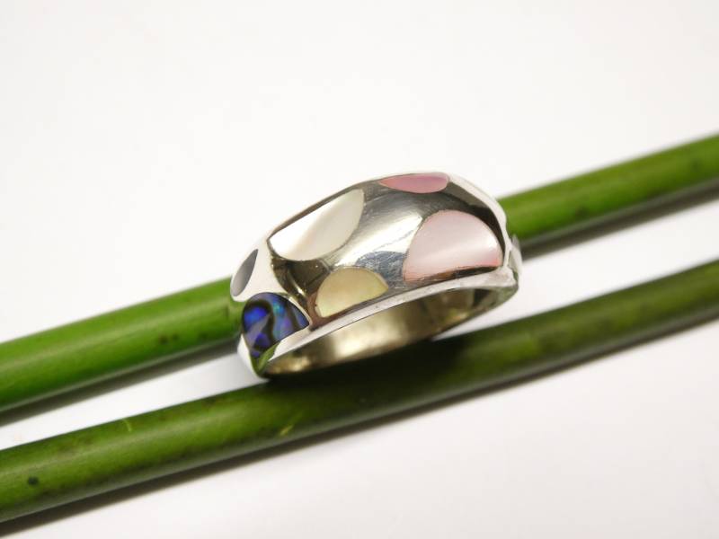 Ring Silber , Perlmutt Eingelegt Sterlingsilber Gr. 59 - 18.8 von NaturprodukteBG