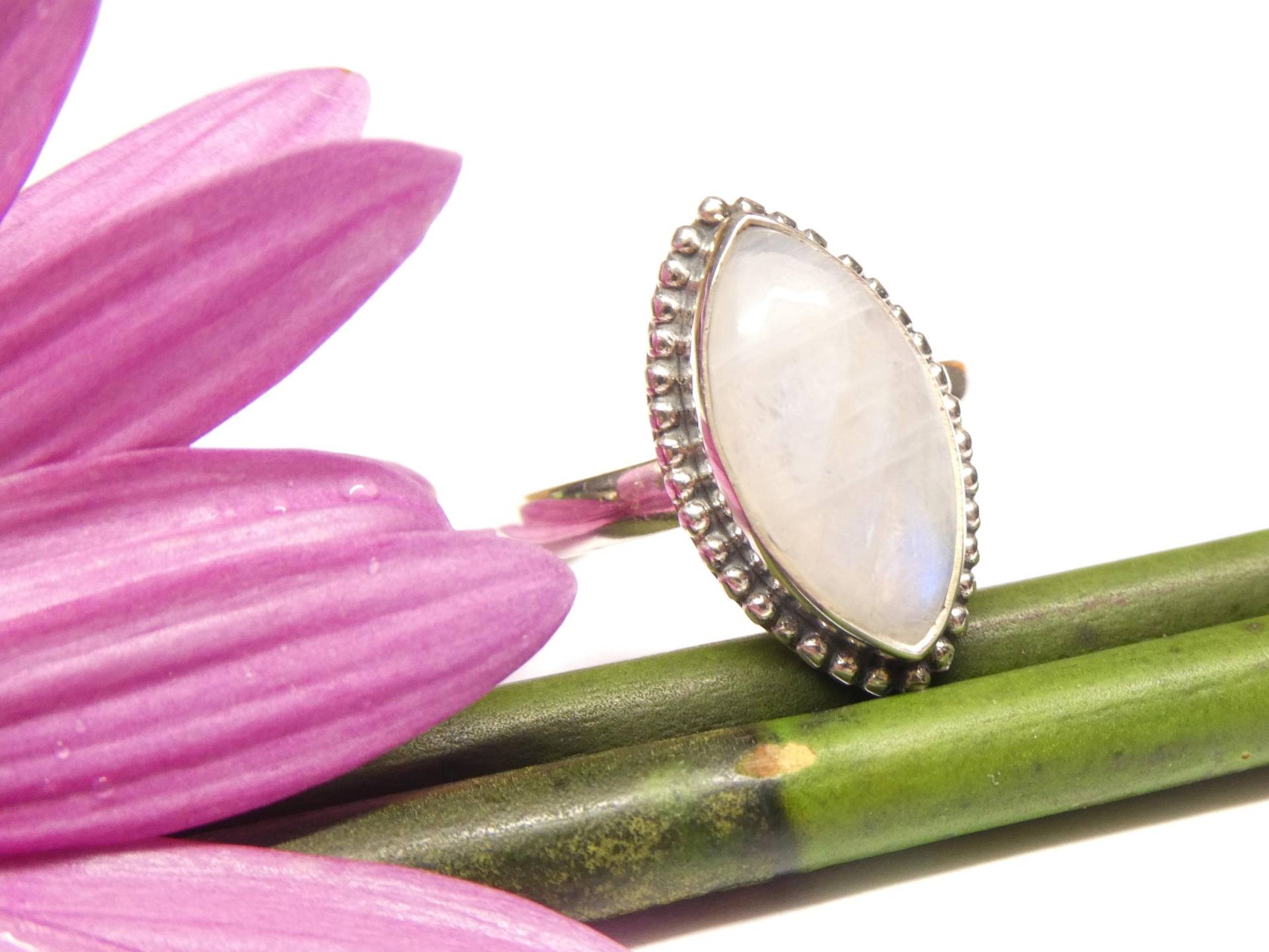 Ring Silber Echter Mondstein , Aus Sterlingsilber Gearbeitet, Gr. 59 - 18.8 Schmuck Für Frauen von NaturprodukteBG