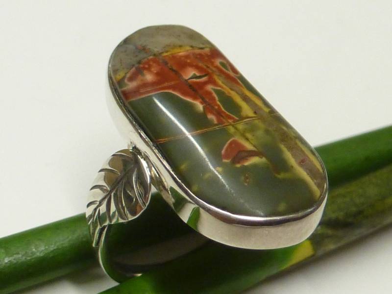 Ring Silber Handarbeit , Echter Jasper Gr. 57 - 18.1 Sterlingsilber Geschenk Schmuck Für Frauen von NaturprodukteBG