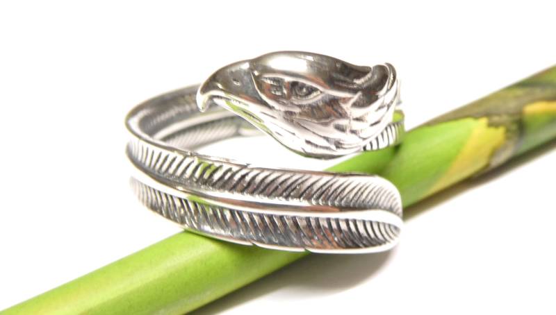 Ring Silber Motiv " Adler Bandring Offen Herrenring Gr. 62-19.7 , Aus Sterlingsilber Massiv Gearbeitet von NaturprodukteBG