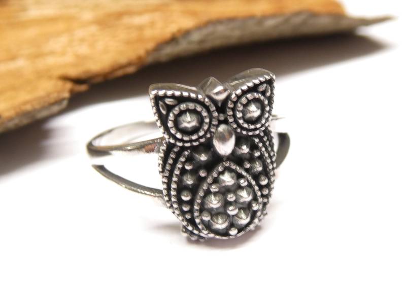 Ring Silber Motiv Eule , Gr. 59-18.8 Aus Sterlingsilber Gearbeitet von NaturprodukteBG