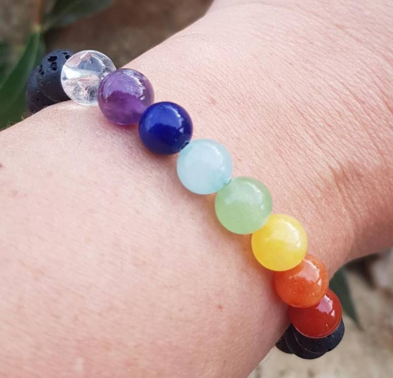 Armband Chakra Regenbogen Lava von NaturschmuckMagic