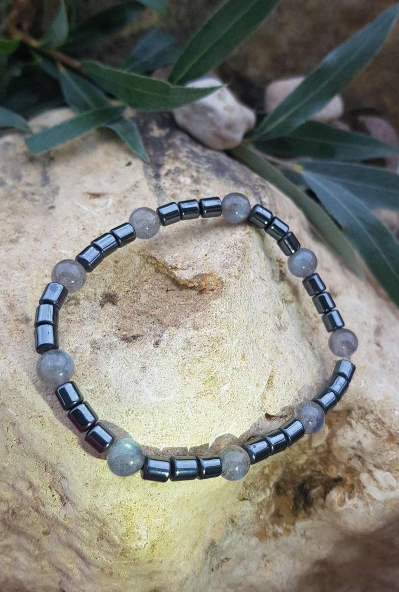 Armband Mit Hämatit Und Labradorit. in Silber Labradorit von NaturschmuckMagic