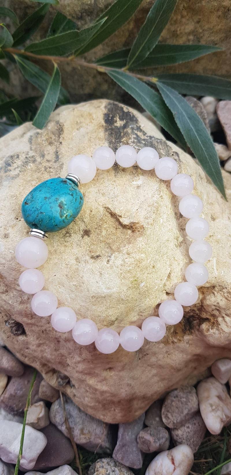 Armband in Türkis Und Quarz Rose von NaturschmuckMagic