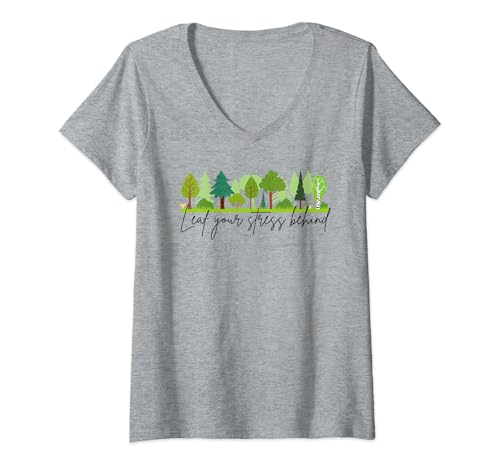 Damen Shinrin Yoku Waldbadender Waldtherapie Waldbaden T-Shirt mit V-Ausschnitt von Naturtherapie im atmenden Wald