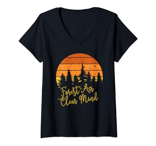 Damen Shinrin Yoku Waldbadender Waldtherapie Waldbaden T-Shirt mit V-Ausschnitt von Naturtherapie im atmenden Wald