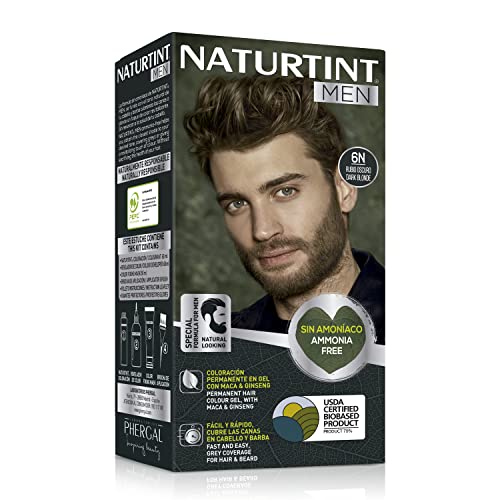 Naturtint Men Biobasiert | Ammoniakfreie permanente Färbung für Männer | 100% graue Haare & Bartfärbung | Natürliche & lang anhaltende Farbe | Natürliche Inhaltsstoffe | 6N Dunkelblond… von Naturtint