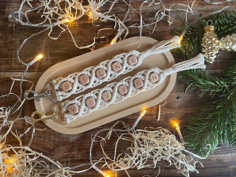 Makramee-Schlüsselanhänger Mit Eigenem Namen von NaturtonWerkstatt