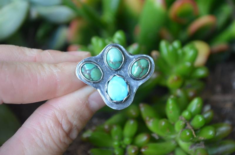 Der Florale Ring | Türkis Statement Sterling Silber Boho Der Florale Ring | Türkis Statement Sterling Silber Boho von NatvD