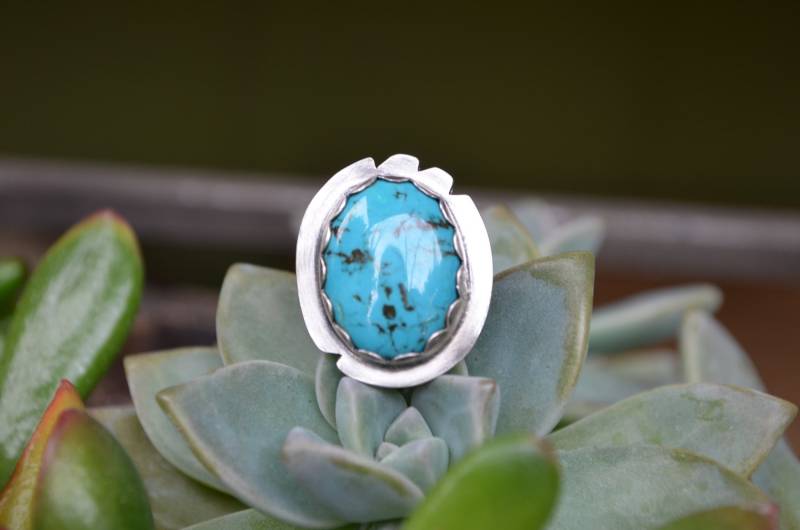 Kingman Türkis Rand Ring | Statement Sterling Silber Boho Kingman Türkis Rand Ring | Statement Sterling Silber Boho von NatvD