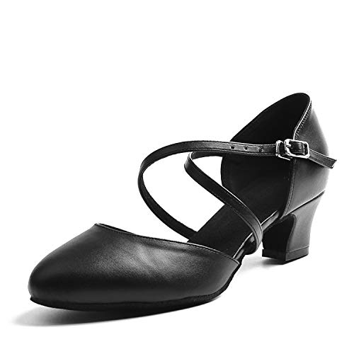 Naudamp Damen Leder Kreuzgurt Salsa Tanzschuhe Ballsaal Latin High Heel Tanzschuhe von Naudamp