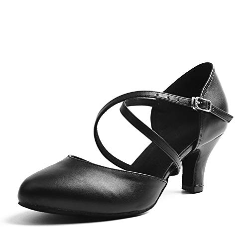 Naudamp Damen Leder Kreuzgurt Salsa Tanzschuhe Ballsaal Latin High Heel Tanzschuhe von Naudamp