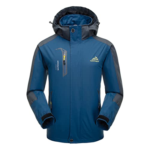 Naudamp Herren Outdoor wasserdichte Jacke Leichte Softshell Regenjacke Klettern Wandern Kleidung Mountain Multi-Pockets Windbreaker von Naudamp
