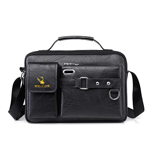 Naudamp Herren Umhängetasche Leder Umhängetasche Lässige Wasserdichte Tasche Büro Aktenkoffer Outdoor Reise Handtasche von Naudamp