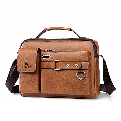 Naudamp Herren Umhängetasche Leder Umhängetasche Lässige wasserdichte Tasche Büro Aktenkoffer Outdoor Reise Handtasche von Naudamp