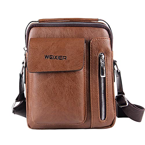 Naudamp Herren Umhängetasche Leder Umhängetasche Lässige wasserdichte Tasche Outdoor Sport Reise Handtasche von Naudamp