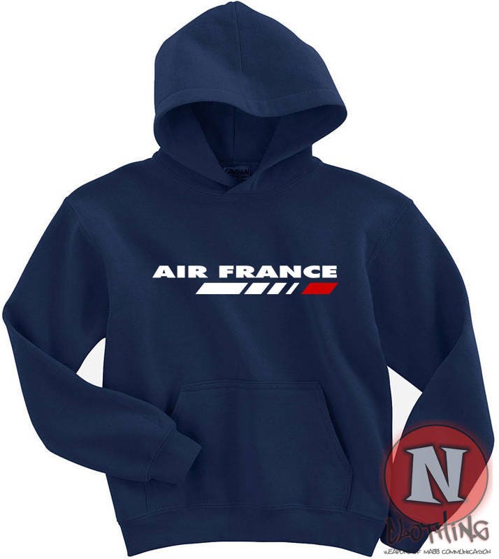 Air France Hoodie Kapuzenpullover Flugzeug Flecking French Francais von Naughteesclothing