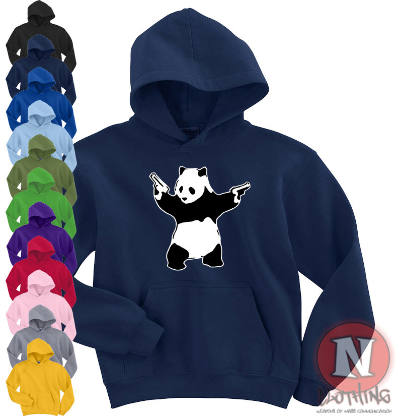 Banksy Pandamonium Hoodie Kapuzenshirt Panda Street Art Graffiti Schablone Kunst von Naughteesclothing