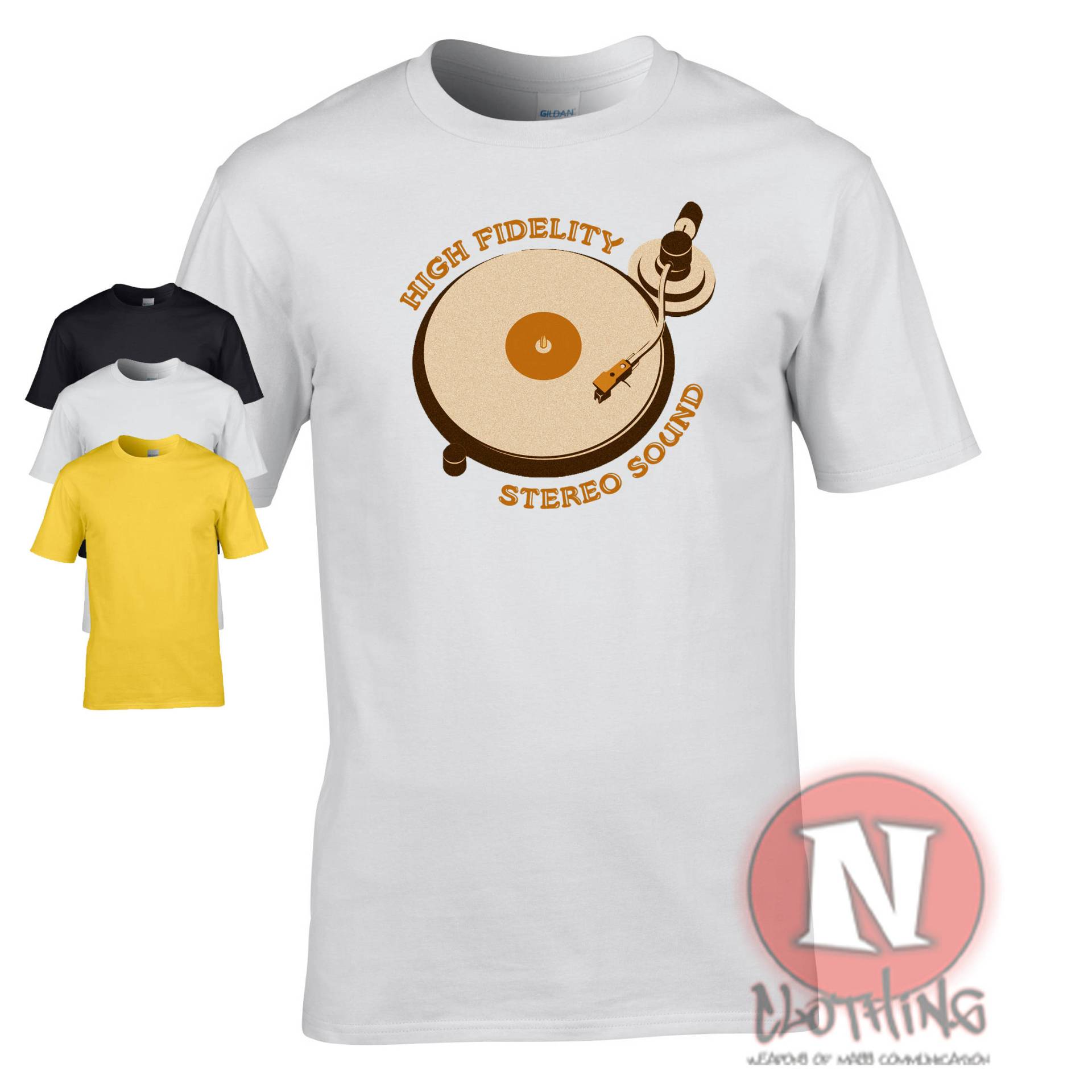 High Fidelity Stereo Sound Turntable T-Shirt. Für Vinyl Junkies, Dj Es, Audio Nüsse Und Alle, Die Analog Lieben von Naughteesclothing
