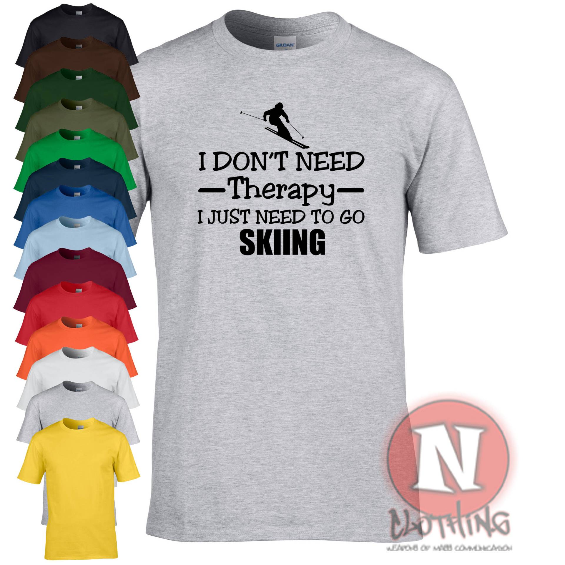 Ich Brauche Keine Therapie, Ich Nur Ski Fahren T-Shirt Tshirt Für Off-Piste. Tolles Skifahrer Geschenk von Naughteesclothing