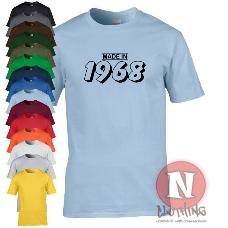 Made in 1968 Geburtstag T-Shirt Feier Party Bday Geschenk Teeshirt von Naughteesclothing