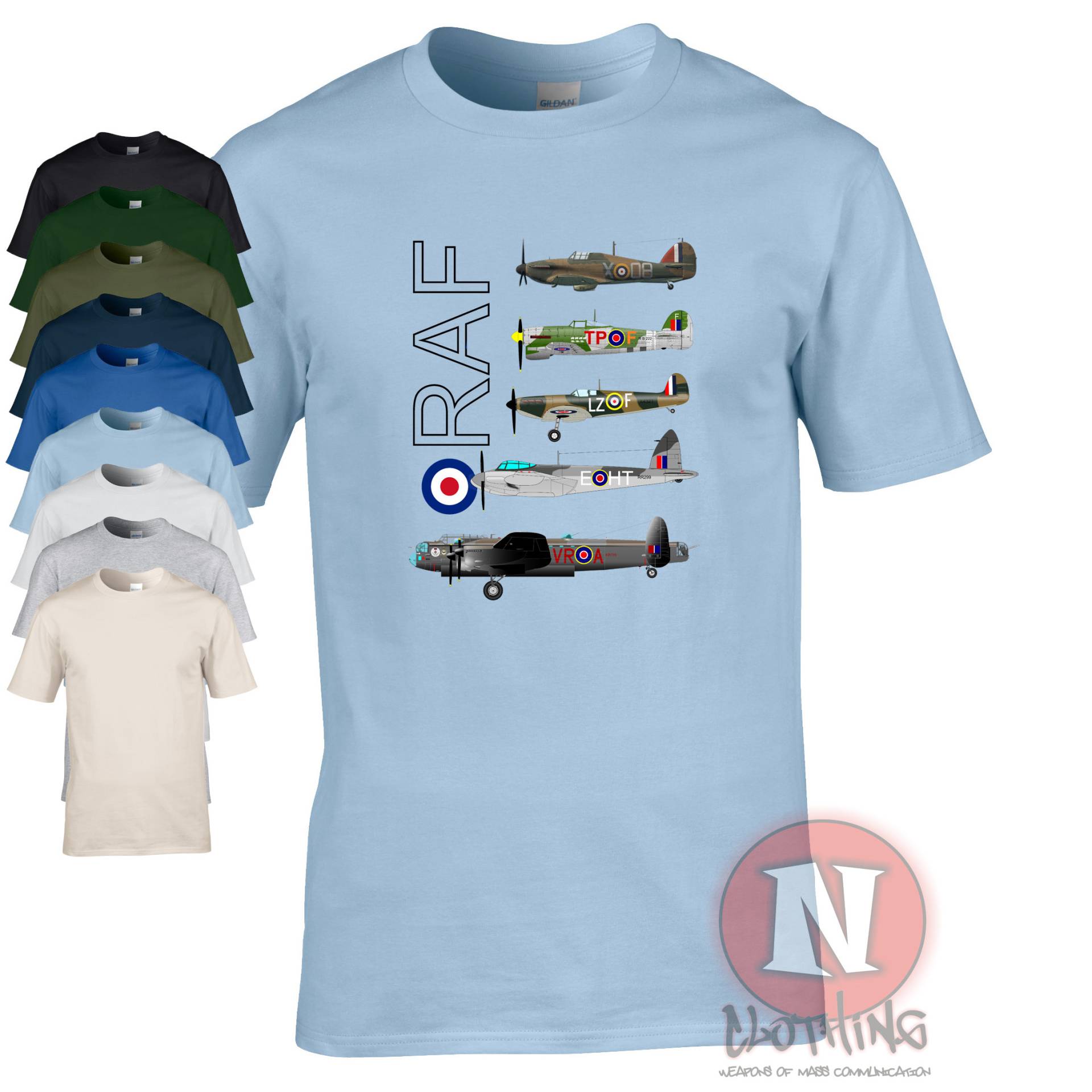 Raf Ww2 Flugzeug T-Shirt Spitfire Lancaster Typhoon Hurricane Mosquito von Naughteesclothing