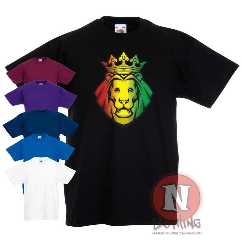 Rasta Reggae Löwe Kinder T-Shirt. Für Ihre Kleinen Rastaman. in 6 Farben Und 5 Größen von Naughteesclothing