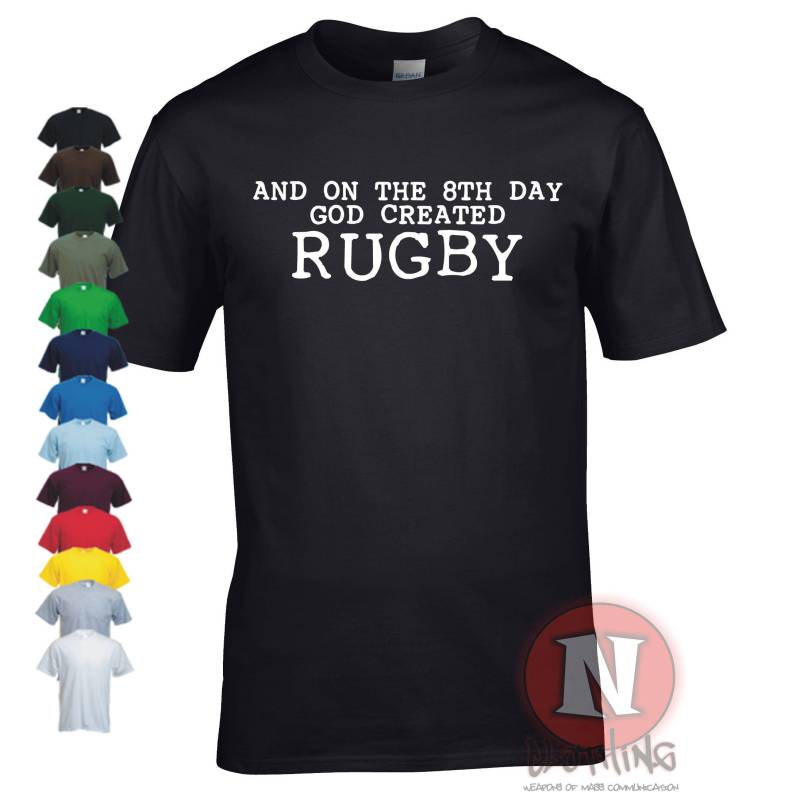 Und Am 8. Tag Kreierte Gott Rugby Lustiges Sport-T-Shirt. Für Alle Rugby Fans Entweder Union Oder Liga Ist Dies Ein Tolles Geschenk von Naughteesclothing