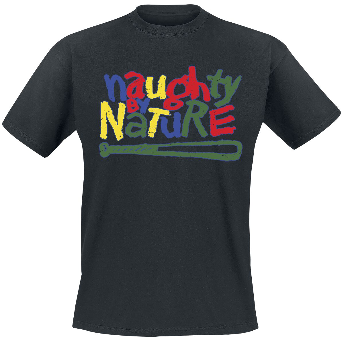 Naughty by Nature Classic Colourful Logo T-Shirt schwarz in M von Naughty by Nature
