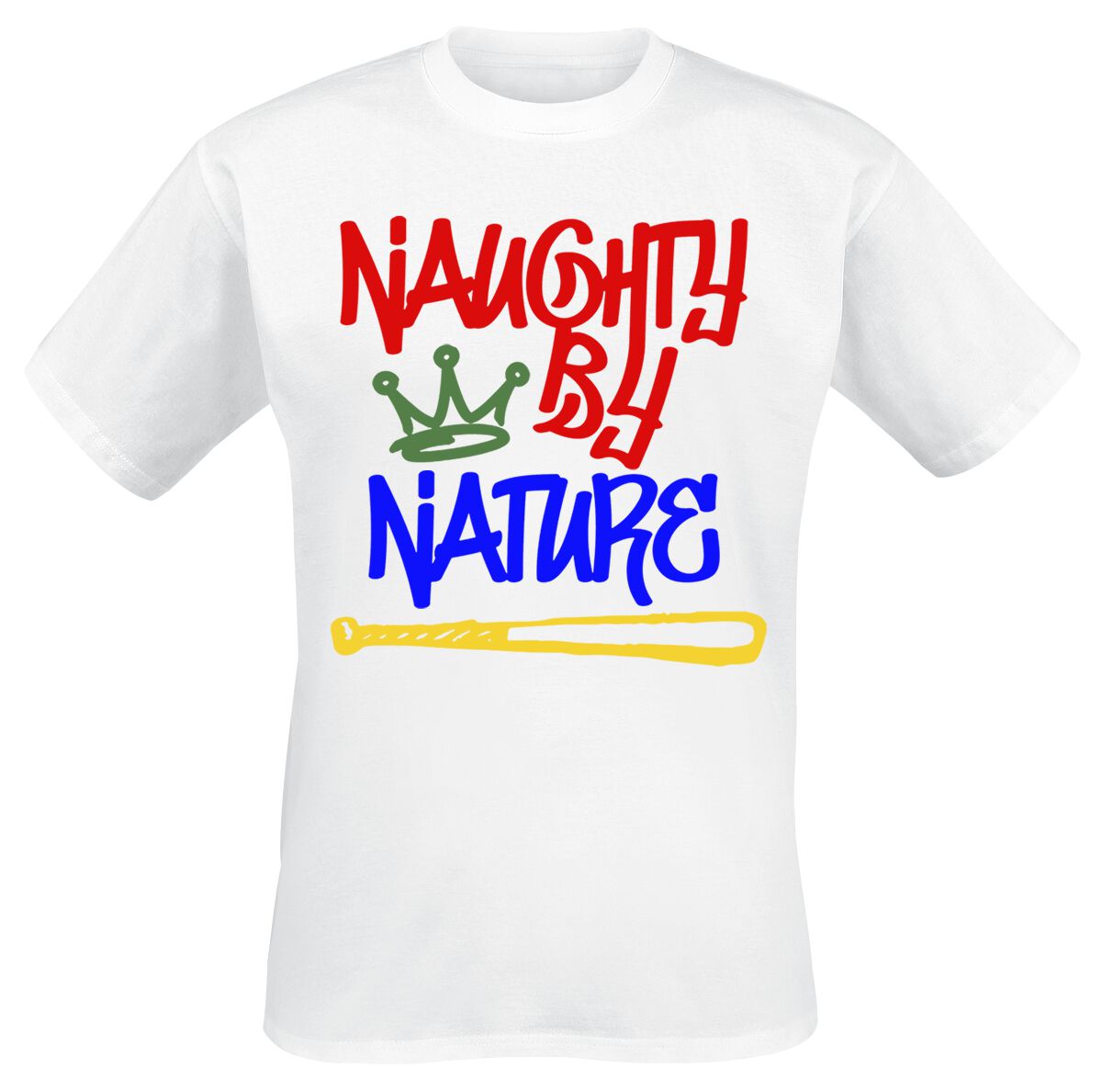 Naughty by Nature Graffiti Logo T-Shirt weiß in S von Naughty by Nature
