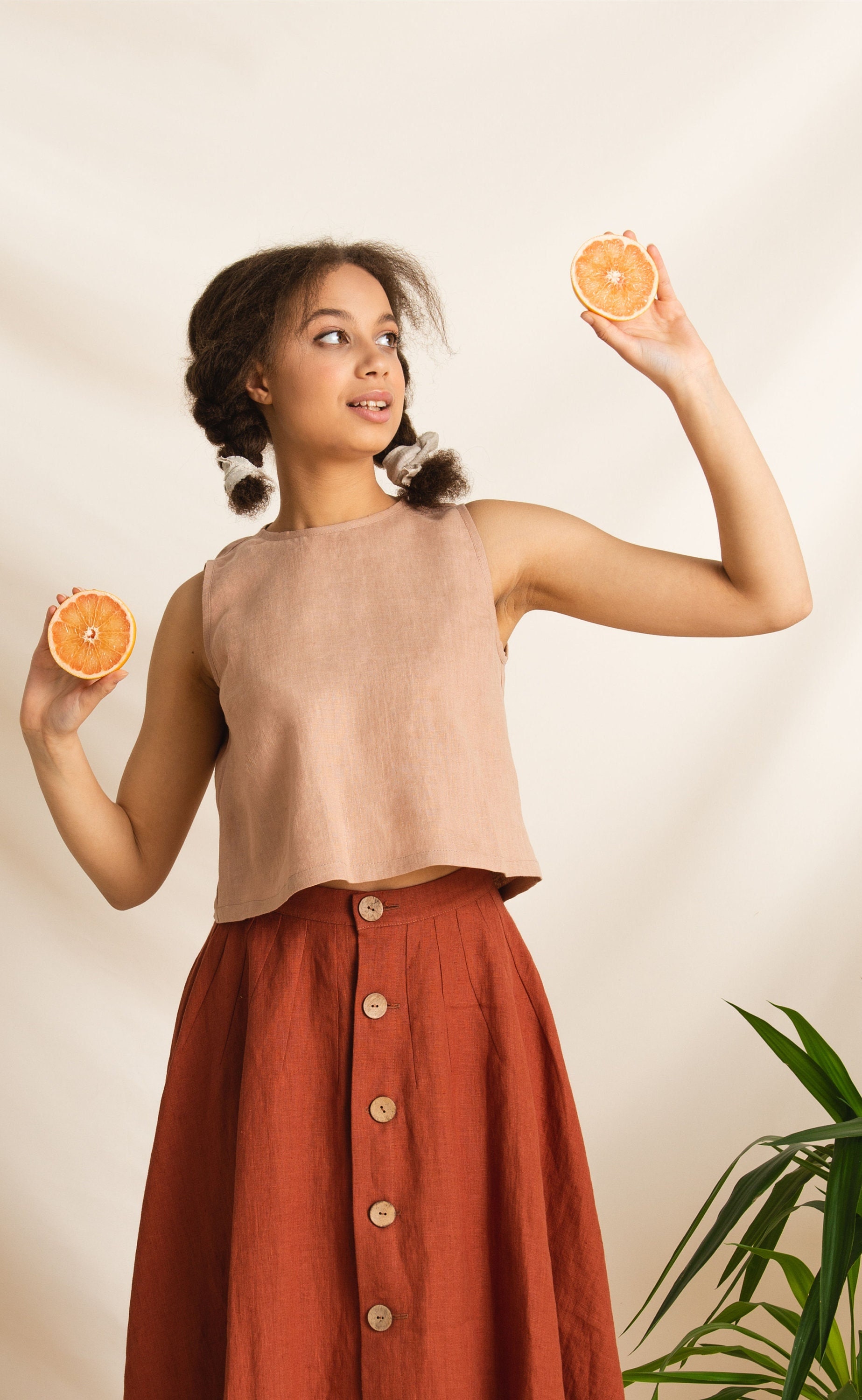 Basic Leinen Top, Crop Natürliche Leinenbluse Basic Leinen Top, Crop Natürliche Leinenbluse von NauraStudio