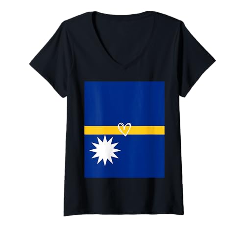 Damen Nauru Flagge Nauruan Heart Proud Heritage National Day T-Shirt mit V-Ausschnitt Damen Nauru Flagge Nauruan Heart Proud Heritage National Day T-Shirt mit V-Ausschnitt von Nauru Flag Nauruan Proud National Day Gifts Idea