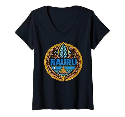 Damen Nauruan Islander Mikronesien Nauru T-Shirt mit V-Ausschnitt Damen Nauruan Islander Mikronesien Nauru T-Shirt mit V-Ausschnitt von Nauru Islander Heritage