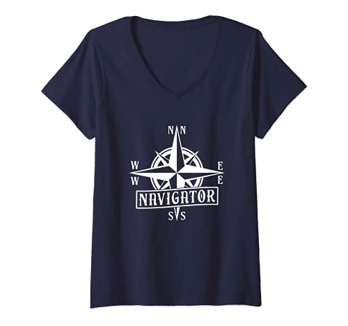 Damen Passende Familie für Navigator T-Shirt mit V-Ausschnitt Damen Passende Familie für Navigator T-Shirt mit V-Ausschnitt von Nautic Matching Family Shirts & Sweater