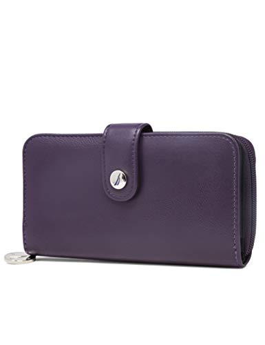 Nautica Be Shore Womens Wallet RFID Blocking Zip Around Clutch (Plum) von Nautica