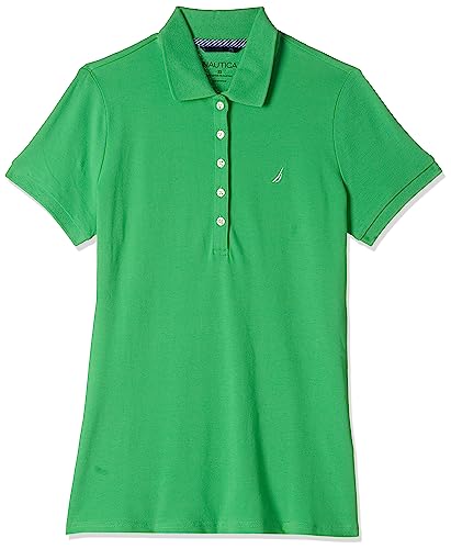 Nautica Damen 5-Button Short Sleeve Breathable 100% Cotton Polo Shirt Poloshirt, laubgrün, XX-Large von Nautica