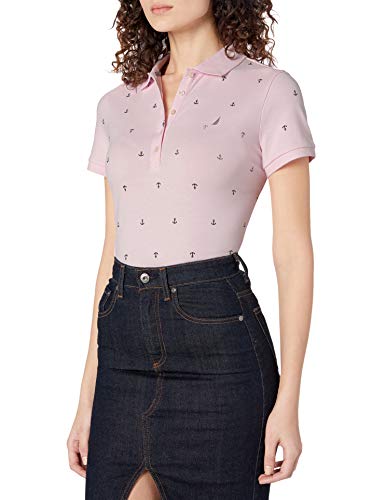 Nautica Damen Anchor Short Sleeve Breathable Stretch Cotton Polo Shirt Poloshirt, Pink-Cradle Pink, Klein von Nautica