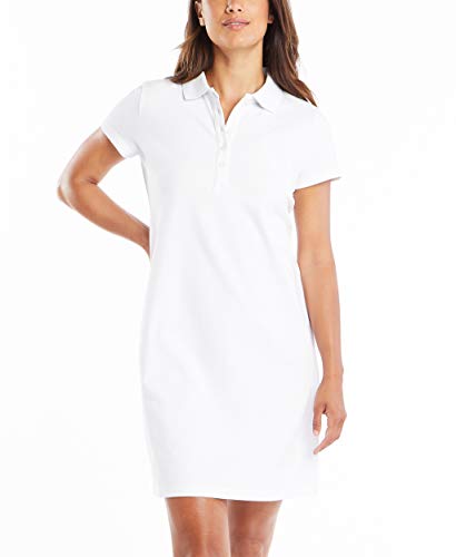 Nautica Damen Easy Classic Korte mouw Stretch Katoen Polo Jurk Lssiges Kleid, Bright White, M EU von Nautica