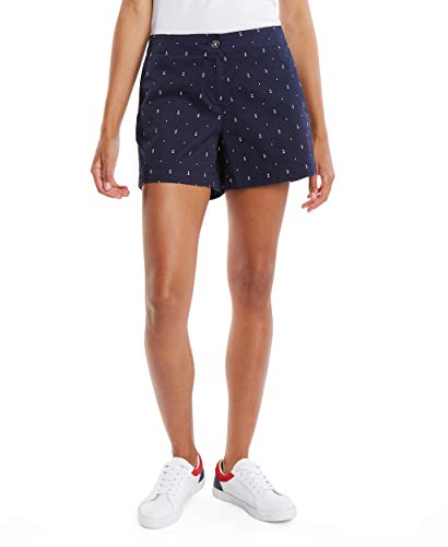 Nautica Damen Hint of Vocation Tailored Stretch Cotton Patterned Legere Shorts, Bright White, 42 von Nautica