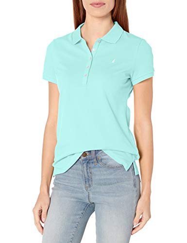 Nautica Damen Poloshirt mit 5 Knöpfen, kurzärmelig, atmungsaktiv, 100% Baumwolle Polohemd, Blau (Aruba Blue), XX-Large von Nautica