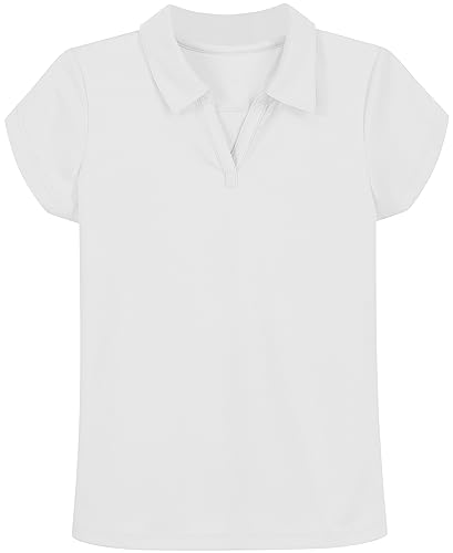 Nautica Girls' Big Short Sleeve Performance Polo, White, S (7) von Nautica