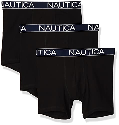 Nautica Herren 3-Pack Classic Cotton Stretch Boxer Briefs Retroshorts, Schwarz, X-Large von Nautica